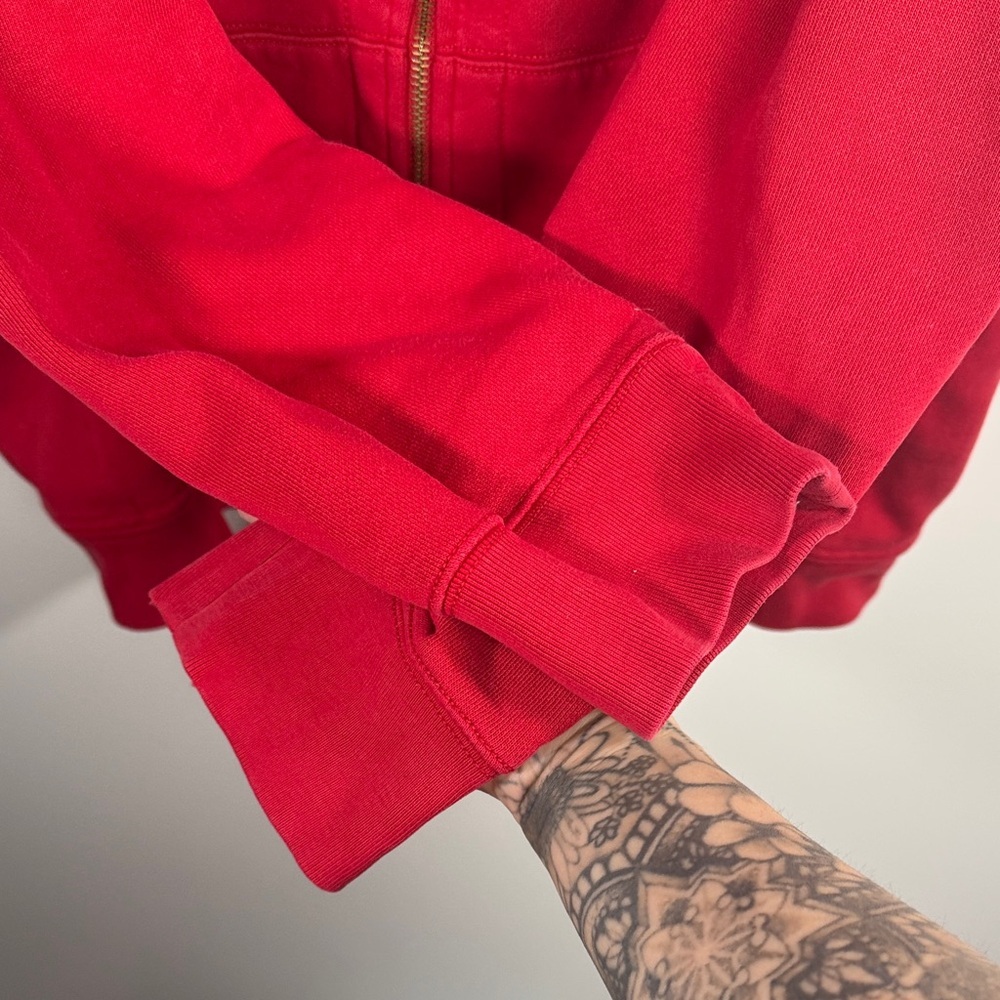 Vintage Polo Ralph Lauren Thermal Full Zip Hoodie Mens Waffle Knit Red 90s XXL - Picture 5 of 9